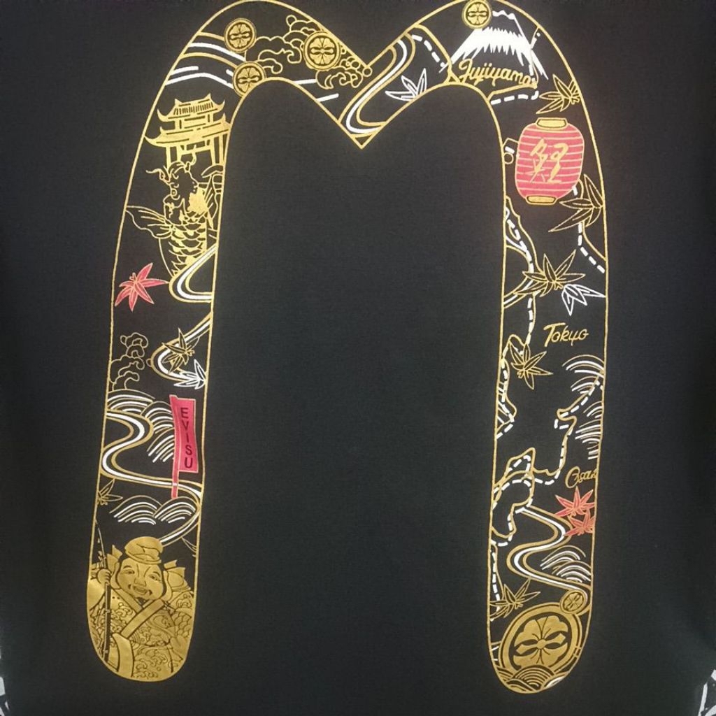 เสื้อยืดมือสอง ต่างประเทศ งานแบรนด์ EVISU Size M+ อก21/ยาว27