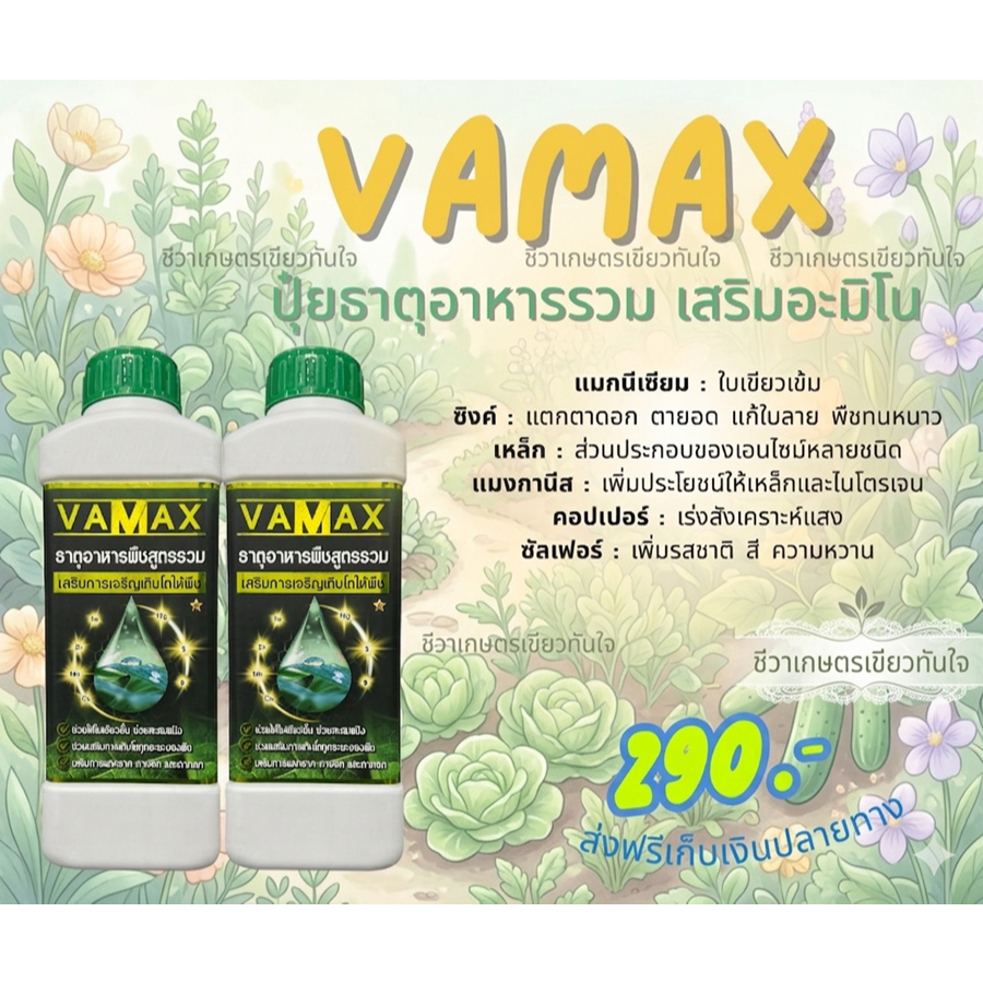 1 แถม 1 VAMAX ปุ๋ยธาตุอาหารรวมเข้มข้นเสริมอะมิโน
