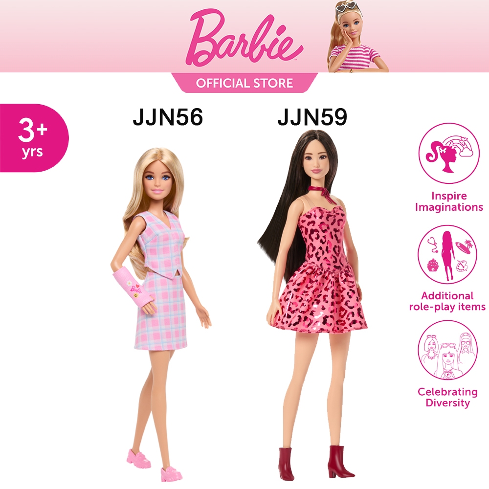 Barbie Fashionistas Doll Blond Hair and Black Hair บาร์บี้ แฟชันนิสต้า หมายเลข 243,246 (JJN56 JJN59)