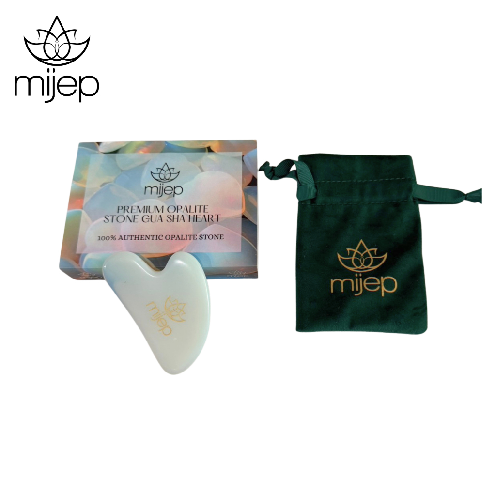 MIJEP Opalite กัวซานวดหน้า Gua Sha - (Heart Shape) 100% Pure Opalite Facial GuaSha