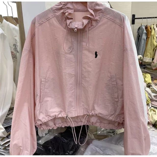 เสื้อคลุมผู้หญิงPolo เสื้อคลุมกันแดด เสื้อคลุมผ้าร่ม แขนยาวมีฮู้ดำ มีกระเป๋า (ปัก โปโล)