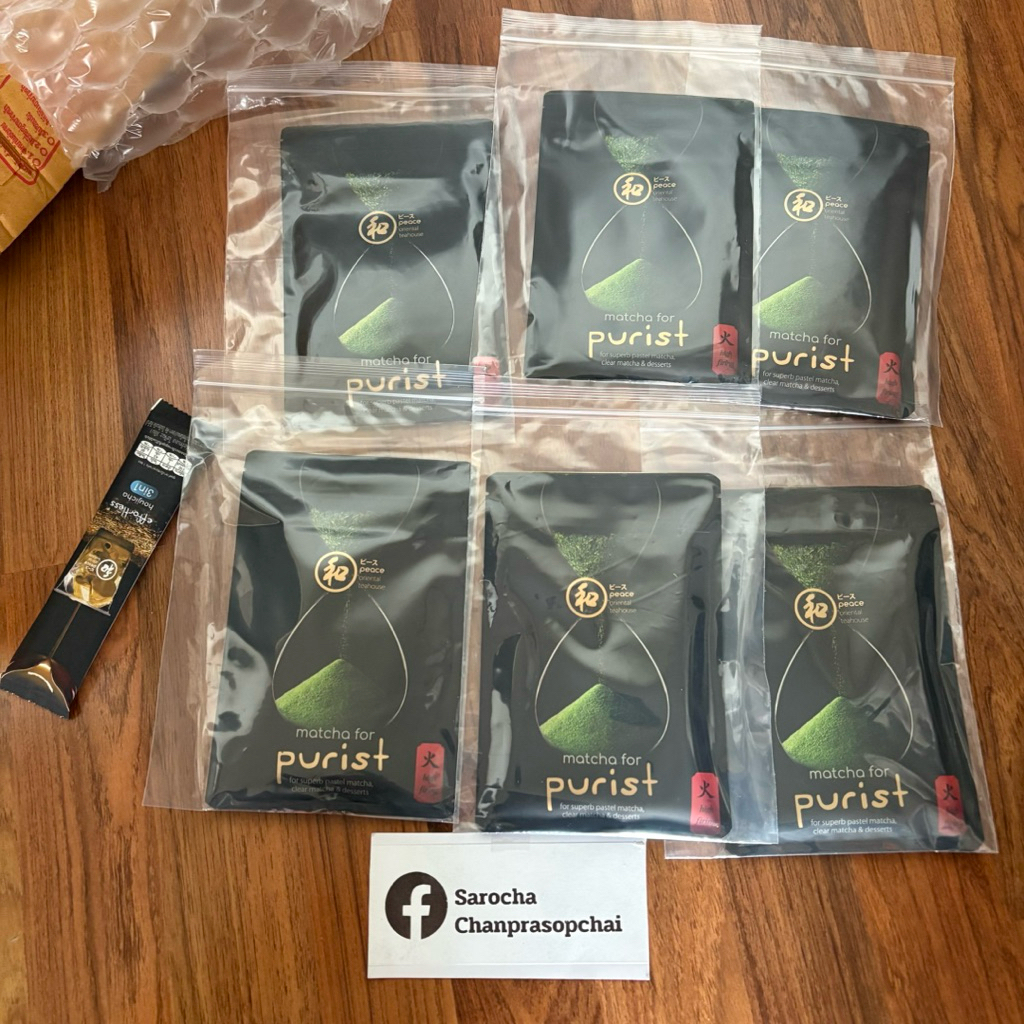 Peace 和 ผงชาเขียวมัทฉะ 100% ไม่ผสมน้ำตาล | Purist 40g