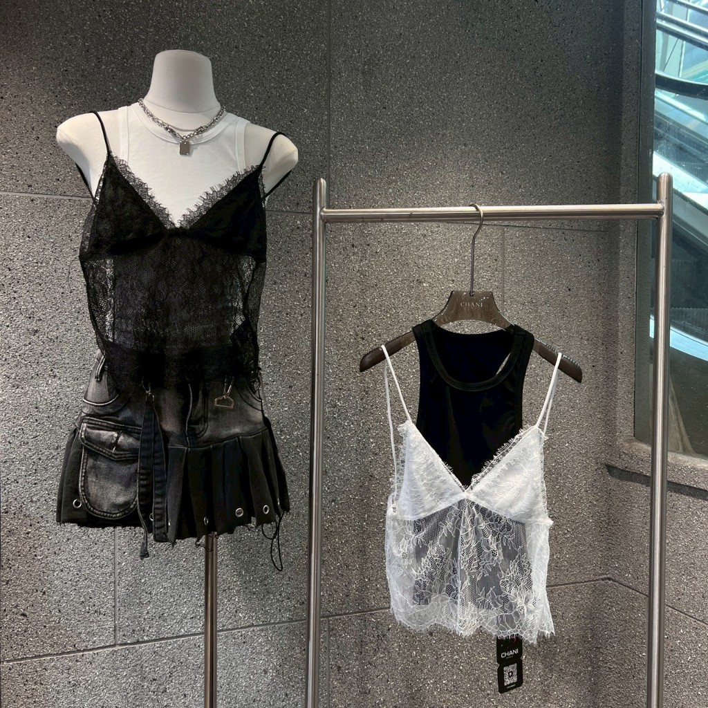 C4243 (ทักแชทเช็คสต็อกก่อนสั่ง) สายเดี่ยวลูกไม้ซีทรู Layer Lace Set 🖤🤍 ดีไซน์เลเยอร์สายฝอ ผ้าลูกไม้ซ