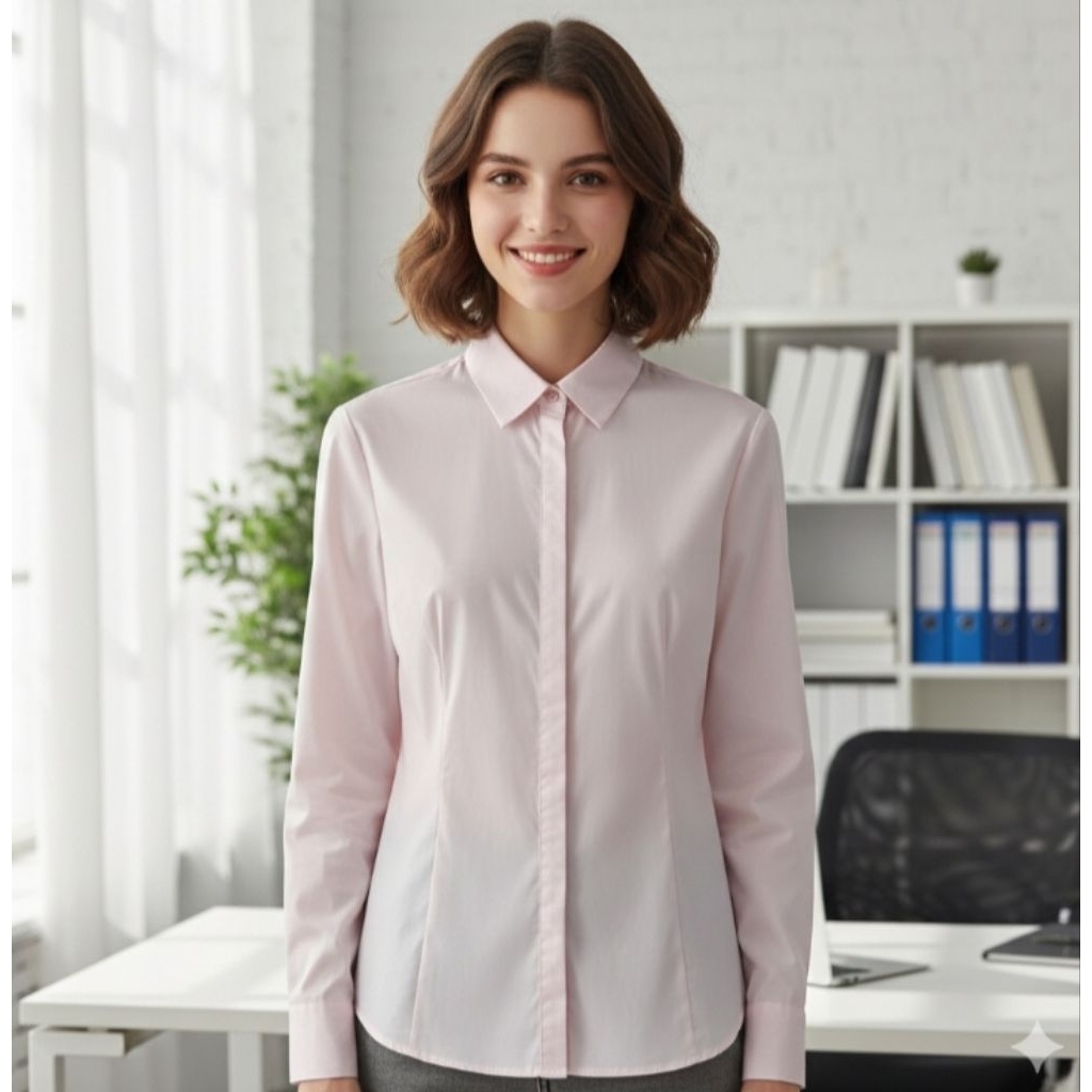 G2000 eur38 อก38/ยาว25 ผ้าcottonผสมยืดหยุ่น คอปกกระดุมซ่อนยาว