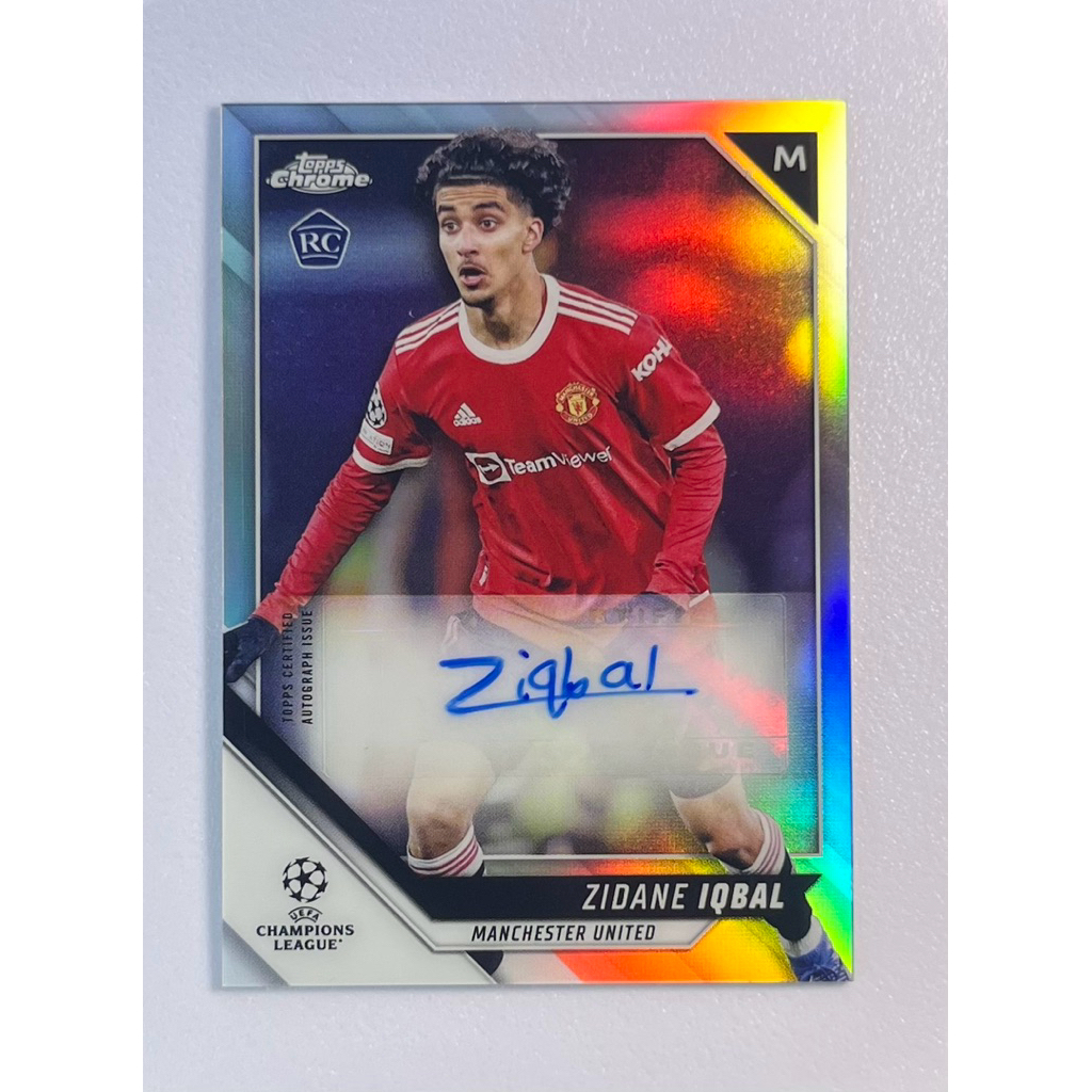 การ์ดฟุตบอลลายเซ็น 2022/23 Topps Chrome UEFA Club Competitions - Zidane Iqbal (Manchester United) | 