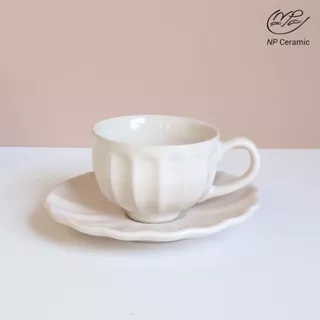 [ลดสูงสุด 80%] NP Ceramic จานเซรามิค จานเปลือกหอยสีครีม สวยหรูดูแพง
