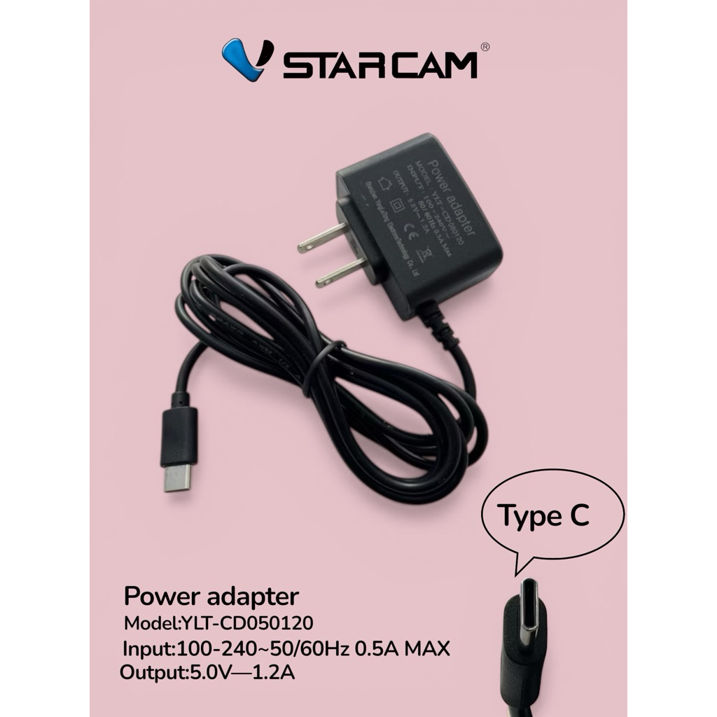 Vstarcam Adapter สำหรับกล้องวงจรปิดที่ใช้หัวเสียบType C อะแดปเตอร์ 5V/1.2A