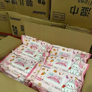 (1-3 ห่อ) ทิชชู่เปียก ลายโบว์กระต่าย ห่อจัมโบ้ Baby Wipes 100 แผ่น tissue14 ทิชชู่อเนกประสงค์ ใช้งานสะดวก มีฝาปิด