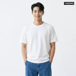 Yuedpao Oversized Timeless 2025+2026 เสื้อยืดโอเวอร์ไซส์ สีพื้น ผ้าหนายับยากรีดง่าย เสื้อยืดเปล่า ทรงหลวม สี White