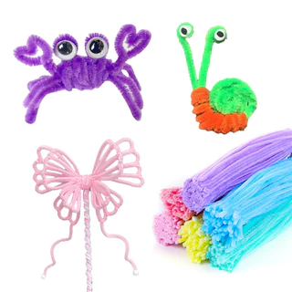 ลวดกำมะหยี่ DIY Chenille 100เส้น/หนา 6-7 มม มัด ขนาด30cm.