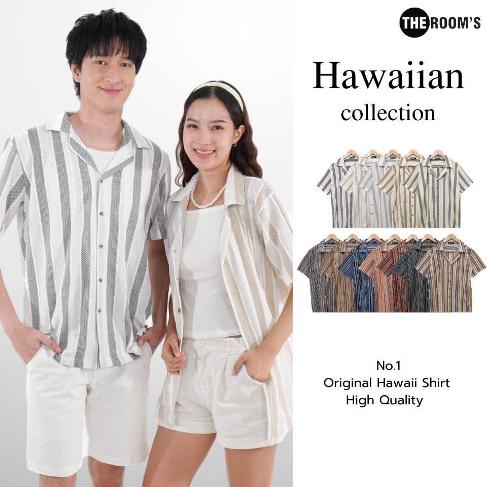 THE ROOM'S - เสื้อฮาวาย เสื้อคู่ ส่งด่วน ผลิตในไทย เสื้อ oversize ผ้านิ่ม ไม่ต้องรีด ผ้าทอ