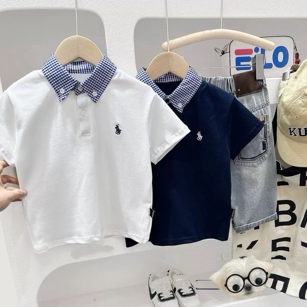 AB320 เสื้อโปโลเด็ก เสื้อผ้าเด็ก แต่งคอสุดเท่ คุณภาพดี สินค้าพร้อมส่ง