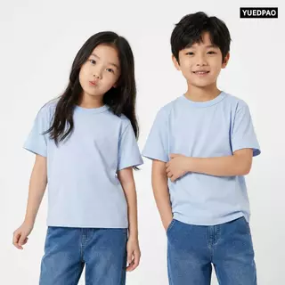 Yuedpao Kids Oversized Timeless 2026 เสื้อยืดเด็กโอเวอร์ไซส์ ผ้าหนายับยากรีดง่าย เสื้อเด็กสีพื้น ทรง Set Pastel