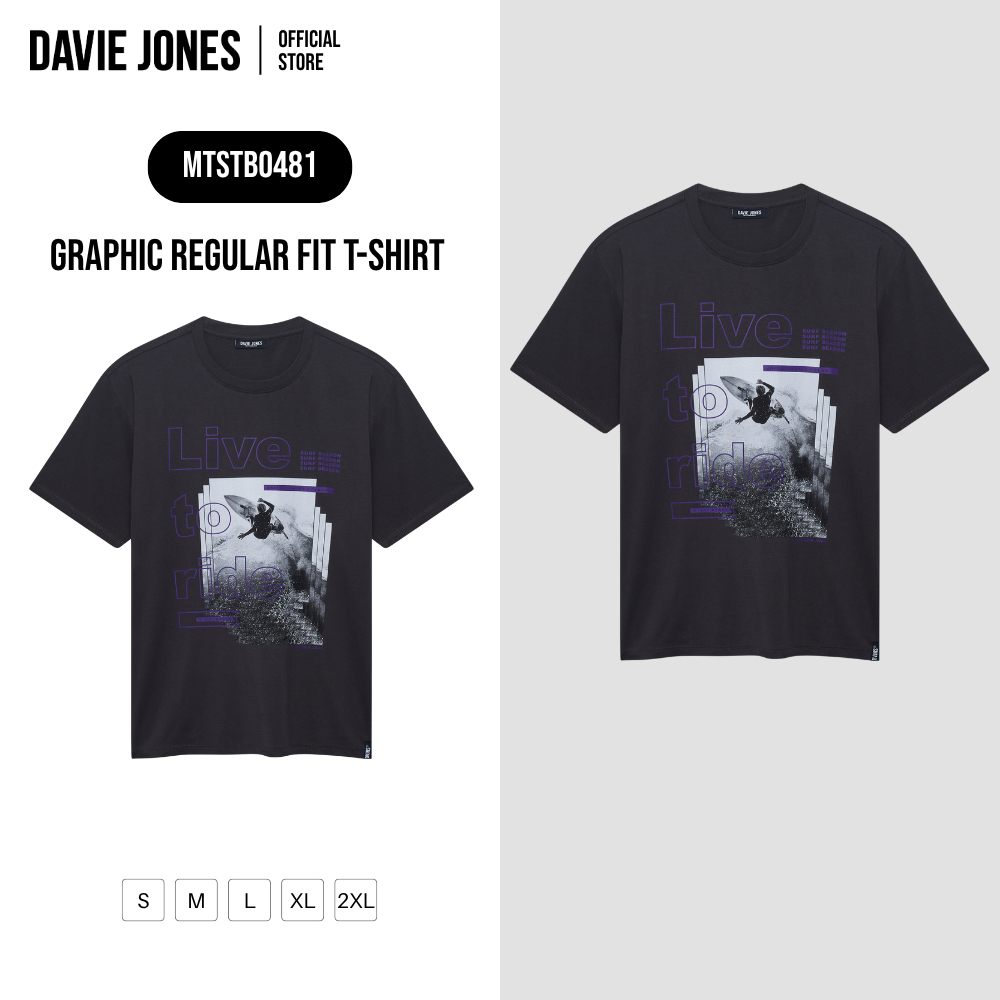 DAVIE JONES [BE FEARLESS] เสื้อยืดผู้ชาย Graphic Regular Fit T-Shirt สีเทา TB0481