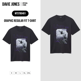 DAVIE JONES [BE FEARLESS] เสื้อยืดผู้ชาย Graphic Regular Fit T-Shirt สีเทา TB0481