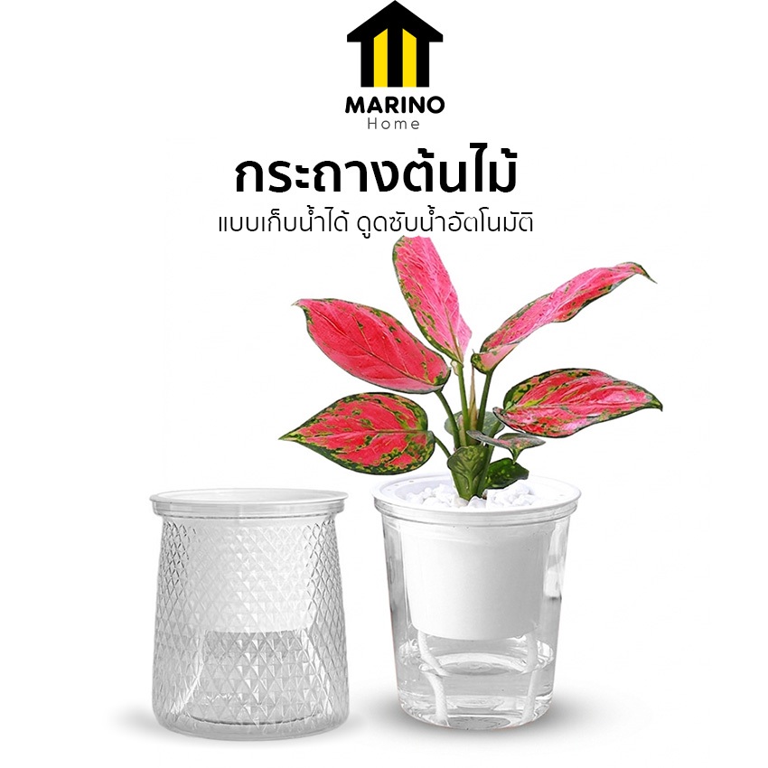 Marino Home กระถาง กระถางต้นไม้ แบบเก็บน้ำได้ แบบดูดซับน้ำอัตโนมัติ มาพร้อมเชือก NO.KS136 KS137