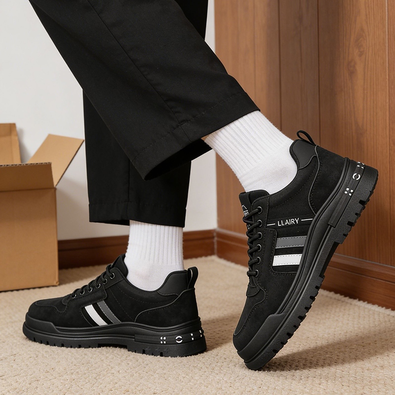 Walkon รองเท้าผ้าใบวินเทจสำหรับผู้ชายงานพรีเมี่ยม! ส้นหนา