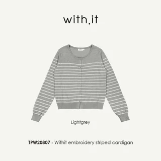 Withit embroidery striped cardigan คาร์ดิแกนคอกลมลายทาง - TPW20807