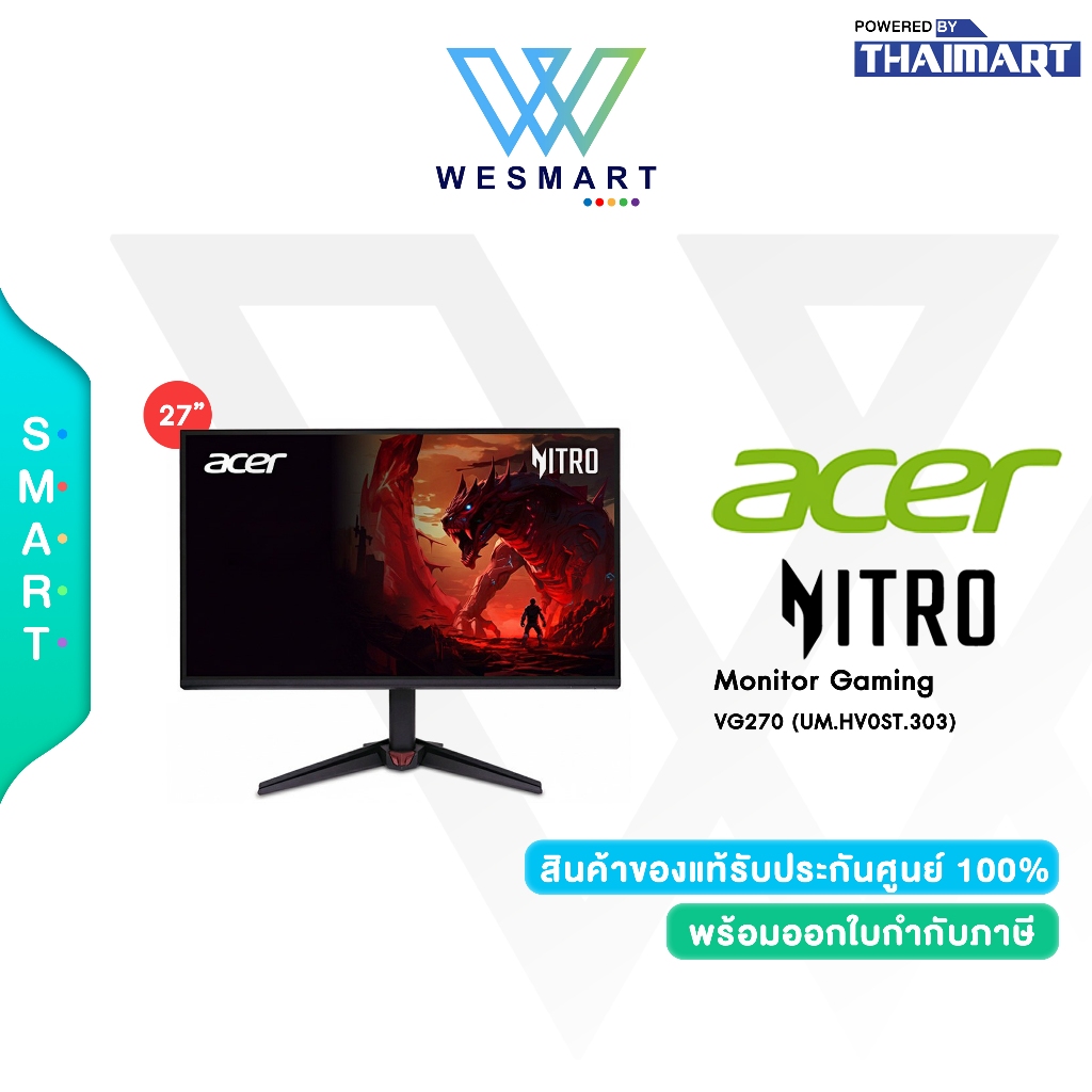Acer Monitor Nitro Gaming LED 27" VG270Ebmipx (UM.HV0ST.E01) : IPS,FHD,144Hz/Warranty 3 Years