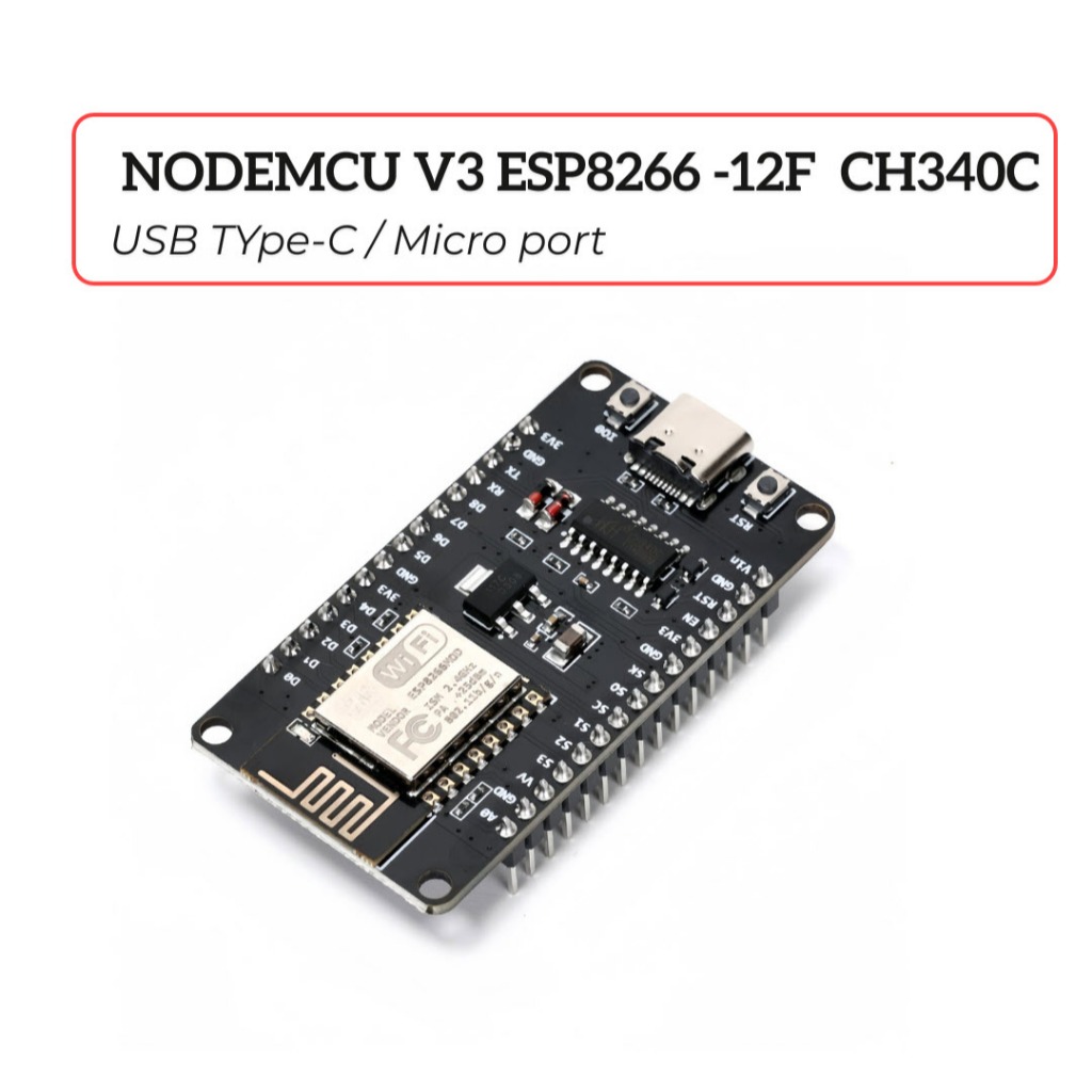 ✅จากไทย✅new version NodeMCU V3 ESP8266 -12F CH340C serial WIFI และพอร์ต USB Micro/ Type-C รับประกันของแท้