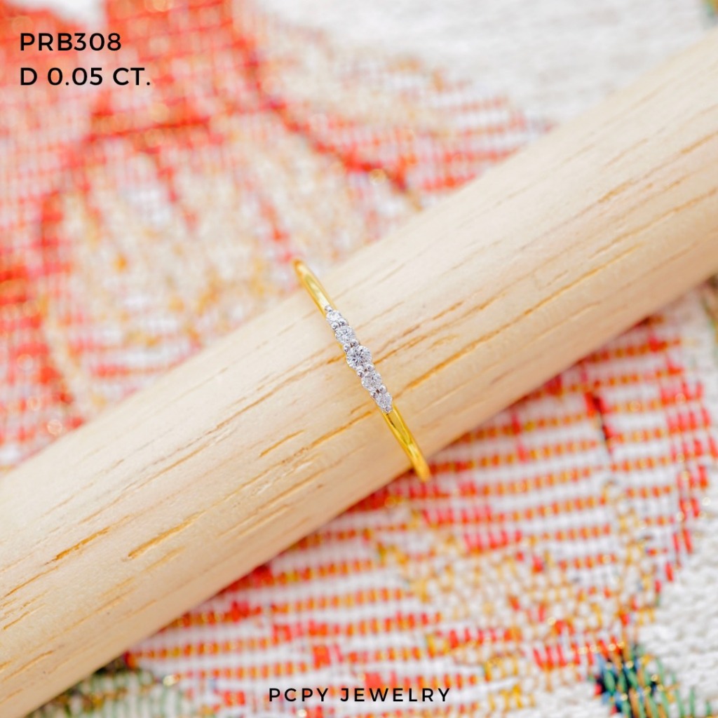 [ PCPY Jewelry ] แหวนเพชรแท้พร้อมใบรับประกัน 💎 เพชรเบลเยี่ยมคัต น้ำ100 ทองคำแท้9K (ทอง37.5%) [9KPRB308]