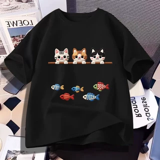 D1375เสื้อยืดแขนสั้น ผ้านุ่มยืดได้ใส่สบายฯ ลายแฟชั่นนานาชาติ ปลีก-ส่ง