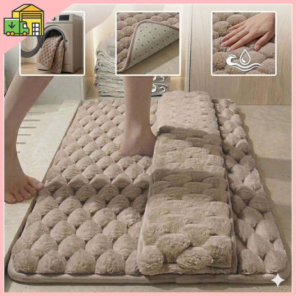พรมห้องน้ำซัพน้ำดี นุ่มเท้า กันลื่น หมอนรองเท้าหน่วยความจำหนา สิทธิบัตรทำความสะอาดหลังเท้า ขนาด 40*60cmพรมห้องนอน