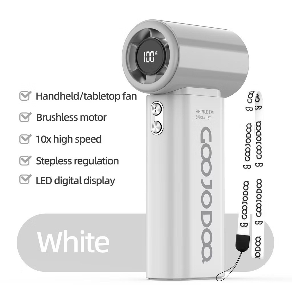 (ใช้ 1 ครั้ง) GOOJODOQ GFS007 พัดลมมือถือขนาดเล็กแบบพกพาพัดลม Turbo Jet ความเร็วสูง 4000mAh จอแสดงผล