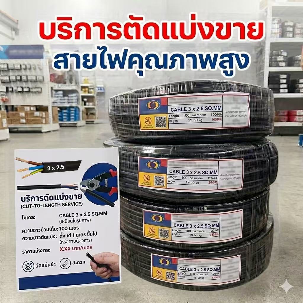 สายไฟ VCT  3x2.5   3x1.5  แบ่งขาย 30เมตร   20เมตร   10เมตร สายไฟ STT MT CABLE