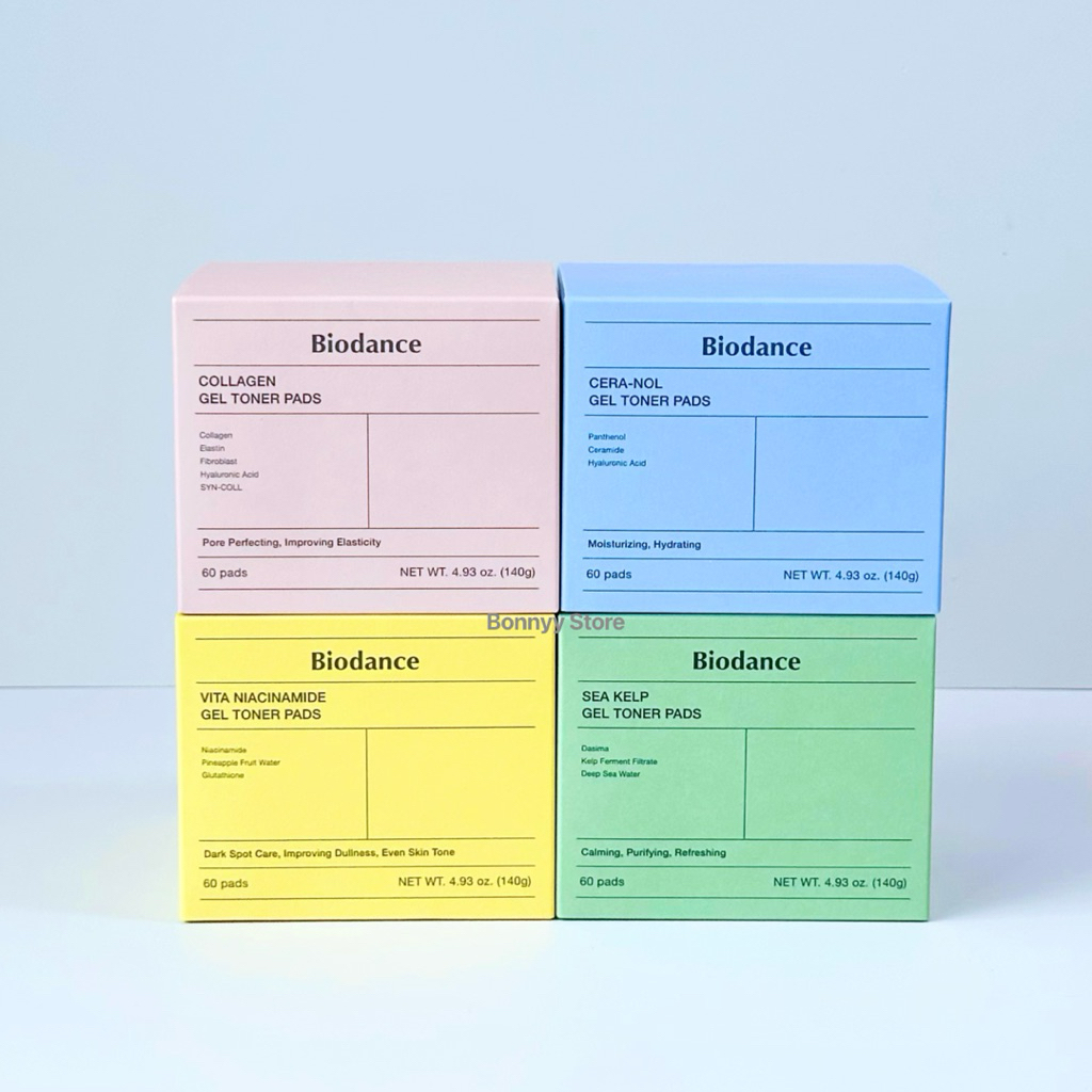 Biodance Gel Toner Pads 60 แผ่น โทนเนอร์แพด แผ่นบำรุงผิว มี 4 สูตร Collagen / Cera-Nol / Vita Niacin