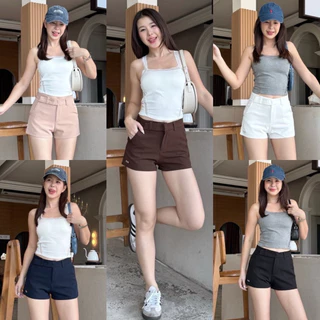 M2M (G511) กางเกงขาสั้นขอบยื่นยาว S27”ยาว11.5 ผ้าเปเป้ ปักM2M