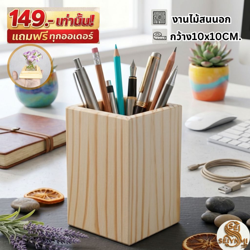 กล่องไม้สนนอกใช้งานเอนกประสงค์ ขนาด6/9/15cm