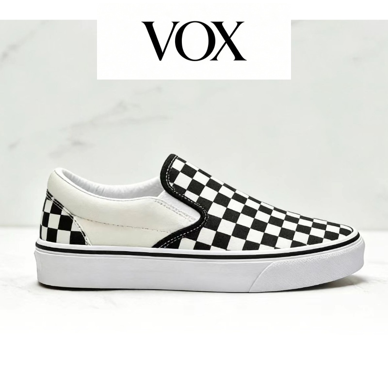 Slip-On (Classic) Checkerboard White/Grey รองเท้าผ้าใบ รองเท้าสเก็ตบอร์ด รองเท้าสลิปออนผ้าใบแฟชั่นทรงคลาสสิค ลายหมากรุก