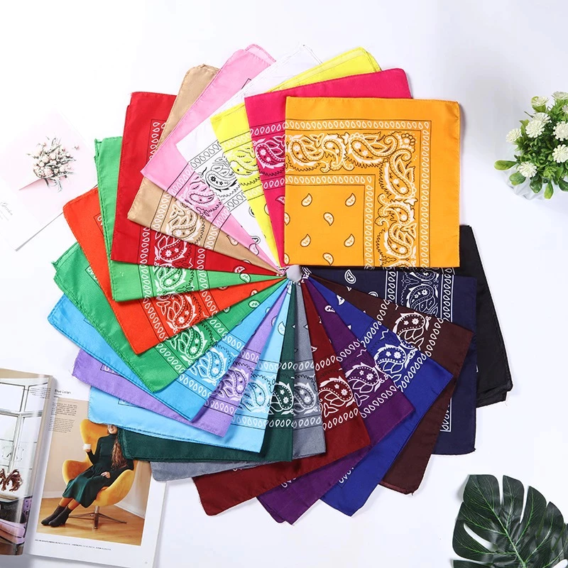 มีส่งด่วน ผ้าเช็ดหน้าวินเทจ 55x55cm (E02) ผ้าโพกหัว ผ้าพันคอ Cotton ลายลูกน้ำ