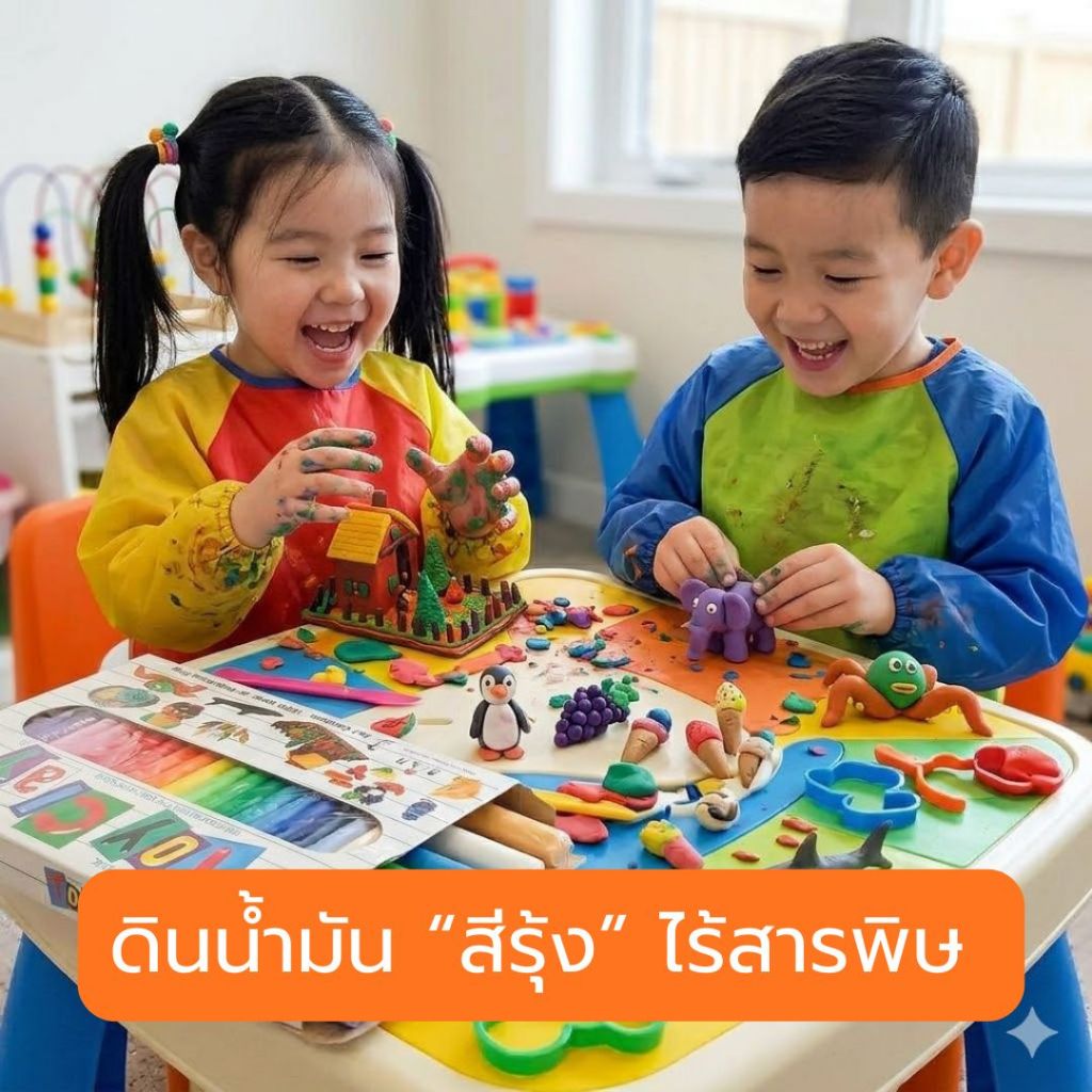 TOY CLAY ดินน้ำมันสีรุ้ง ไร้สารพิษ หลายสี เด็กๆชอบ ฝึกกล้ามเนื้อนิ้วได้ดี Non-Toxic Modelling Clay 500g