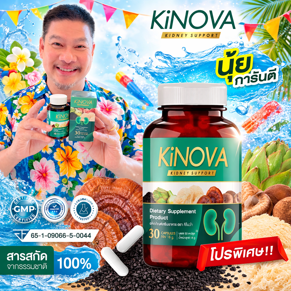 โปรทดลอง 1 กระปุก KINOVA คิโนว่า วิตามินบำรุงไต นุ้ยเชิญยิ้ม 1 กระปุก 30 แคปซูล ของแท้ 100% พร้อมส่ง