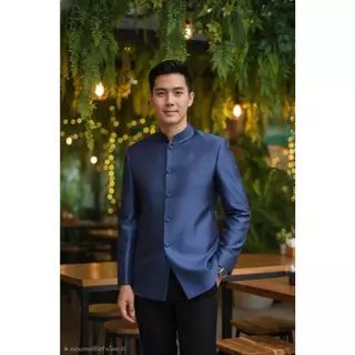 เสื้อผู้ชายไหมสี่เส้นคอจีนแขนยาว (M17/M19)