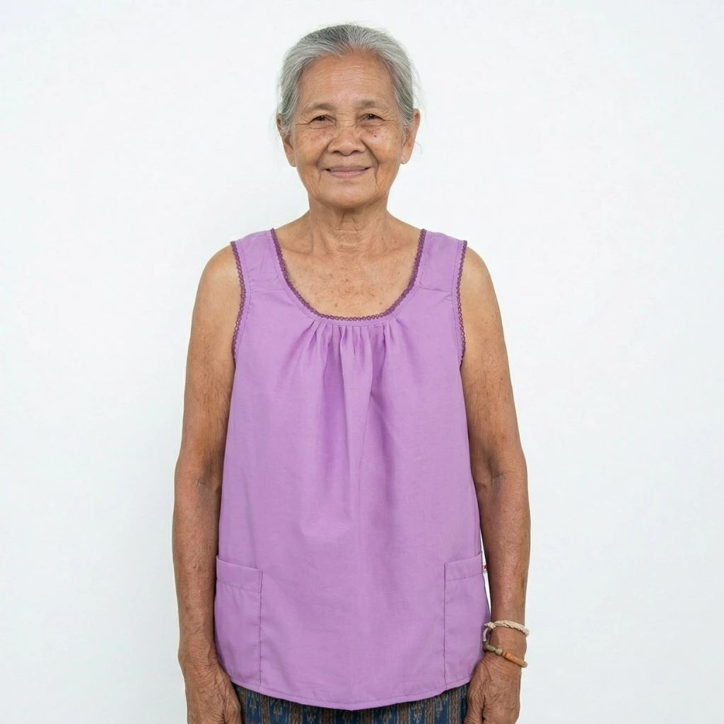 เสื้อคอกระเช้าสีล้วน ผ้าโทเรผสม ใส่สบายเย็น Made in Thailand สินค้าจาก กาฬสินธ์