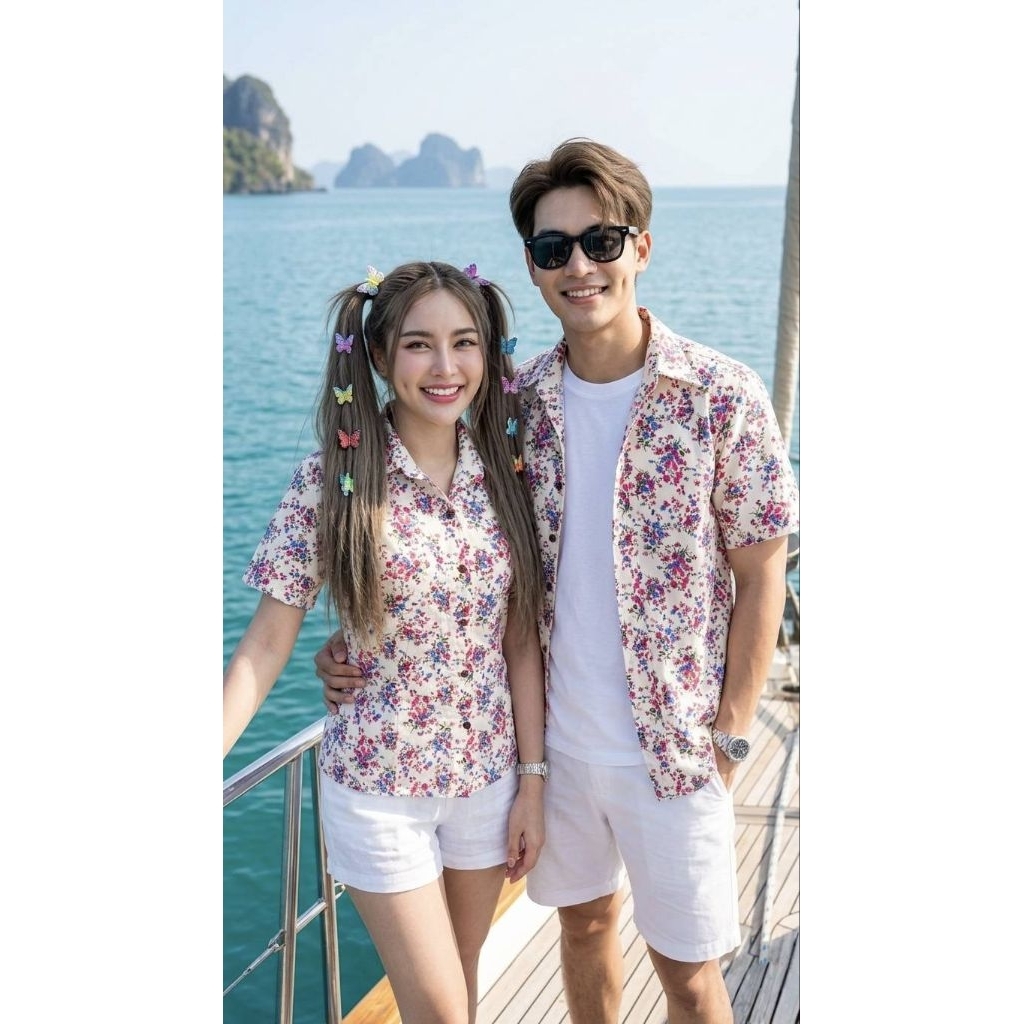 เสื้อคู่ลายดอกชาย-หญิงใส่สงกรานต์. ราคา ถูกที่สุด ดีลบีเคเค แกลเลอรีภาพที่ 9