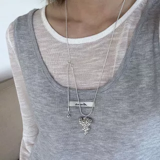 Silver Tassel Necklace สร้อยคอสีเงินเรียบหรู ใส่ง่ายแมตช์ได้ทุกลุค พร้อมส่งจาก กทม.