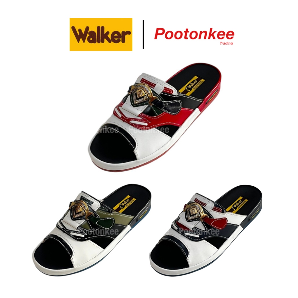 WALKER รุ่น M4912 รองเท้าแตะวอคเกอร์ รองเท้าหนังแท้ ทรงเทวิน 3 สี แดง กรม ดำ เบอร์ 39-47 ของแท้!!