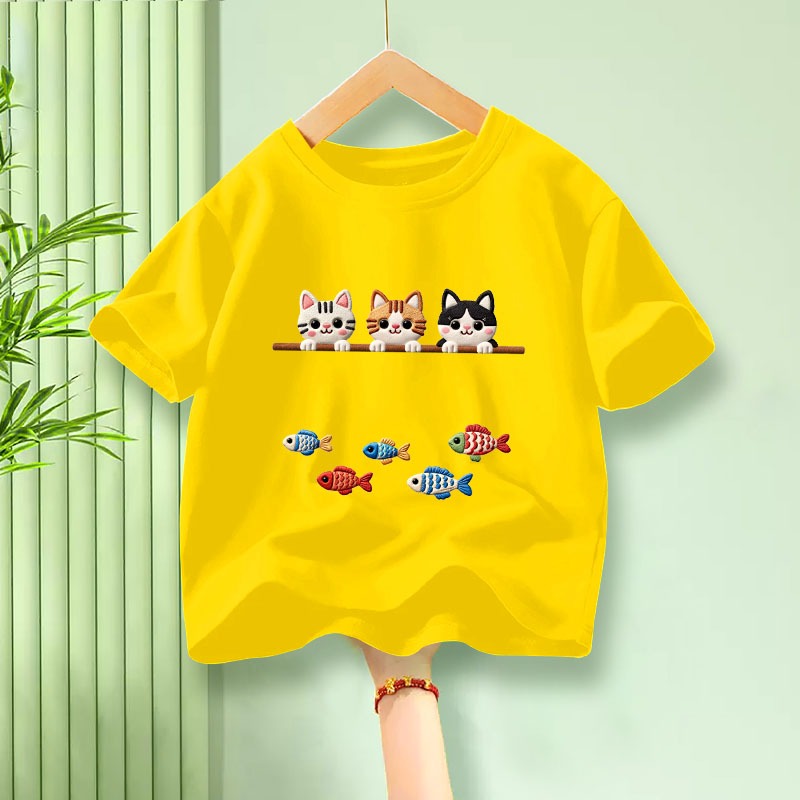 H1375เสื้อเด็กแขนสั้งผ้านุ่มใสสบายฯ ลายสวยแฟชั่งได้ทั้งเด็กชายและเด็กหญิง**ปลีก-ส่ง