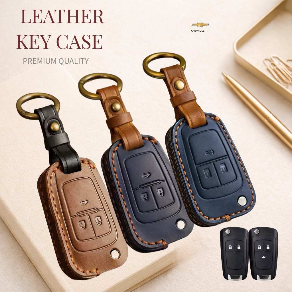 ซองหนังแท้ ใส่กุญแจรีโมทรถยนต์ รุ่นหนังกลับ Chevrolet Captiva,Cruze,Colorado,Trailblazer,Sonic พับข้าง 2,3 ปุ่ม