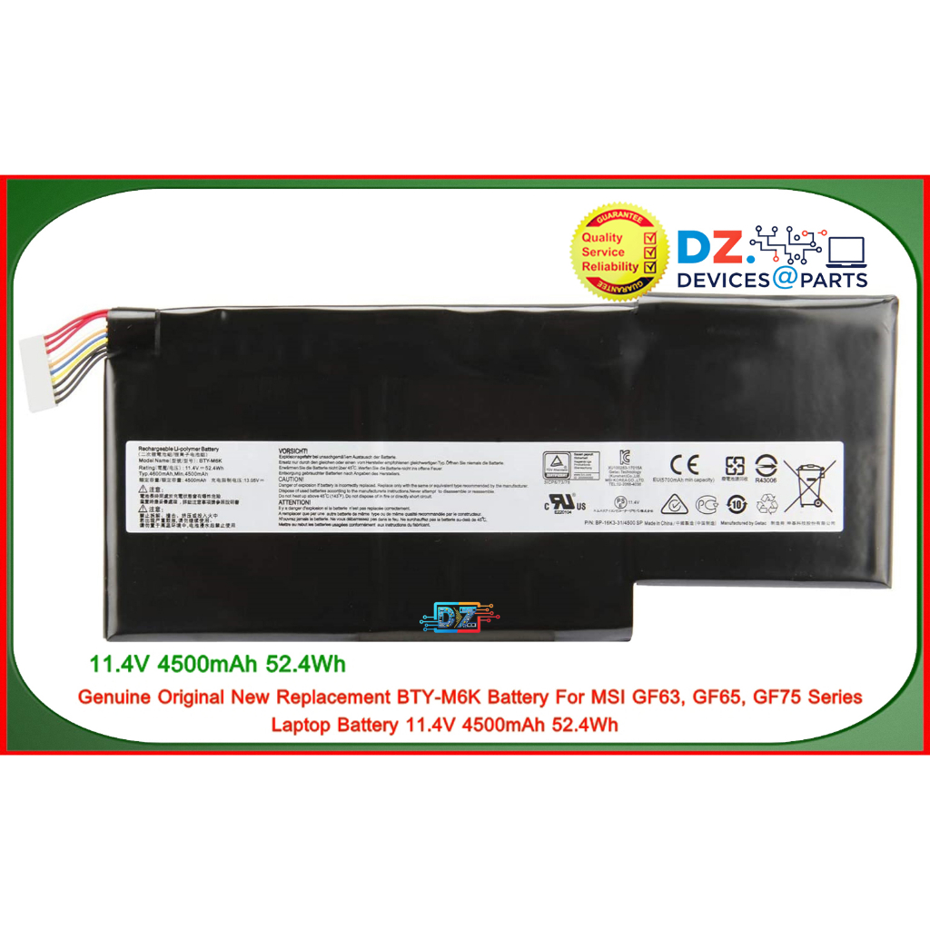 แบตเตอรี่แท้ Original - BTY-M6K Battery For MSI GF63 Thin 10SCSR 10SCXR GF75 Thin 10SCS MS-17B4 GS63