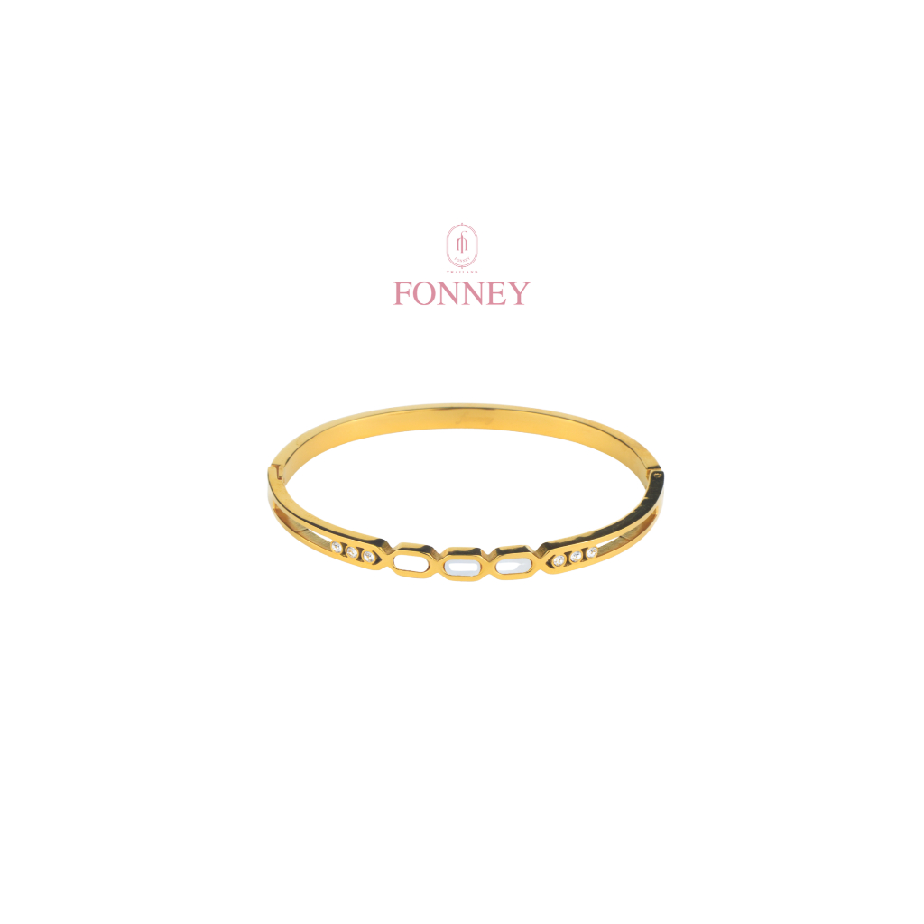 BL-16Fonney กำไลข้อมือสแตนเลสแท้ ไม่ลอก ไม่ดำ ใส่อาบน้ำโดนน้ำหอมได้