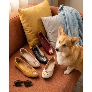 HaloBangkok รองเท้า Flat Shoes หนัง PU Leather รุ่น LA29993