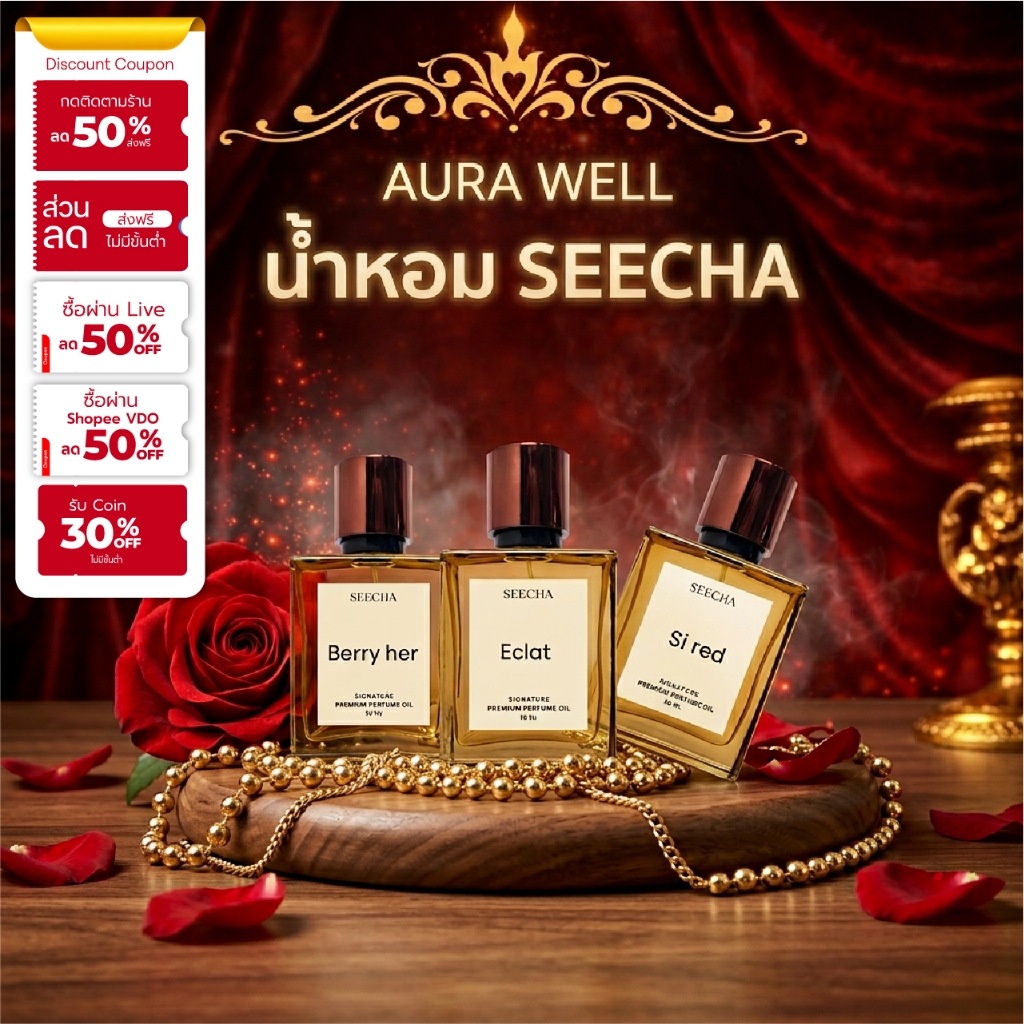 [กดสามชิ้นเพื่อรับโปร 2แถม1] น้ำหอมสีชา seecha  น้ำหอม สี ชา ออยล์ seecha oil Perfume น้ำหอมสีชา (ขนาด50 ml.)