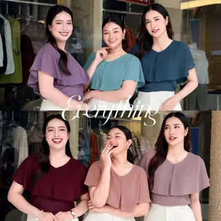 Everything2019 - เสื้อคอวีระบาย ผ้าพริ้วใส่สบาย ปิดแขนใหญ่ ใส่ไปไหนก็มั่นใจ (623)