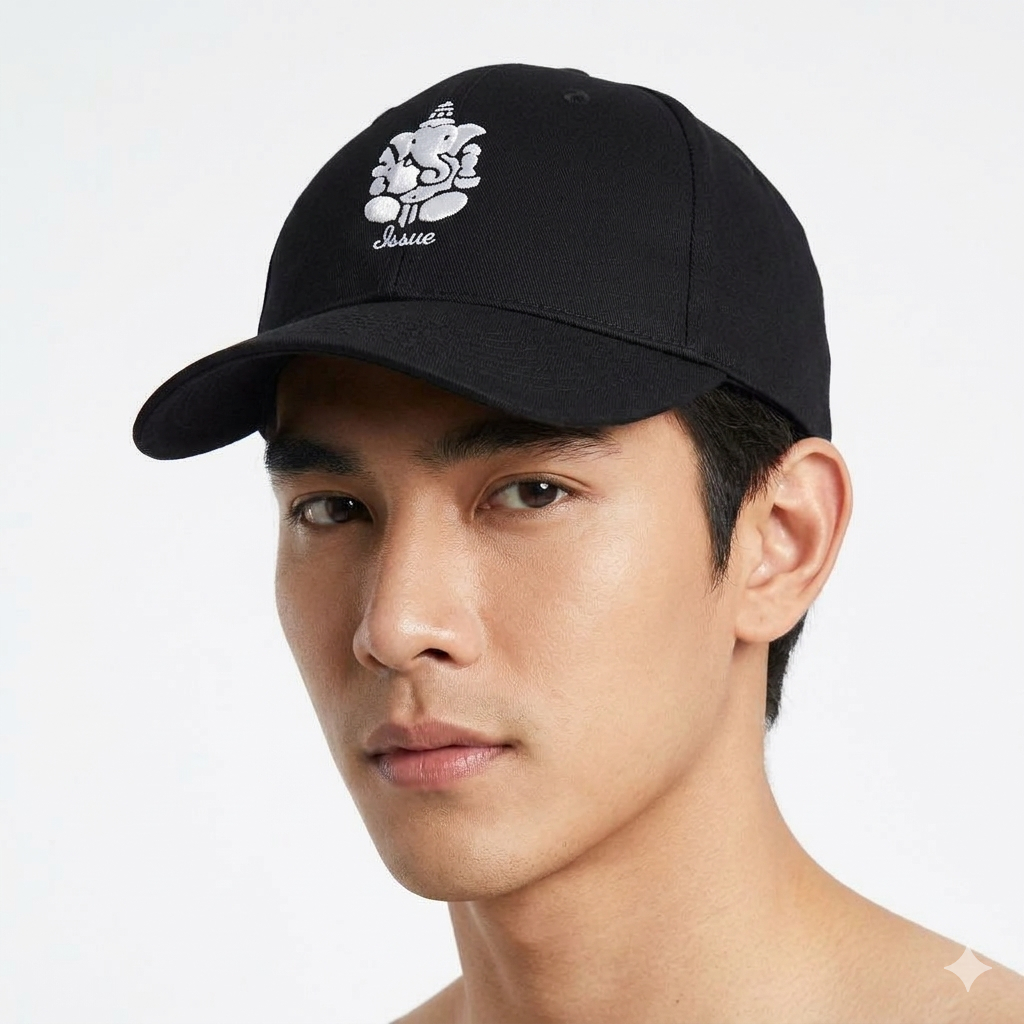 หมวกเเก๊ปISSUE SS23GANESHA BASEBALL CAP ขาว-ดำ
