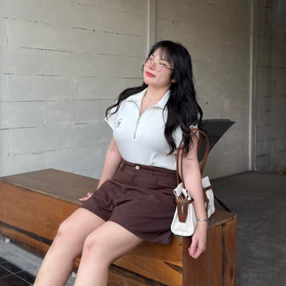 Pecan Short Jeans น้องยีนส์ถั่วพีแคน🤎🥥🥑 ยีนส์ขาสั้นสีน้ำตาล ยีนส์สาวอวบอ้วน | Geebeety